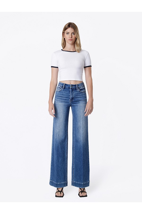 HIGH RISE TROUSER FOLD WIDE LEG JEA...