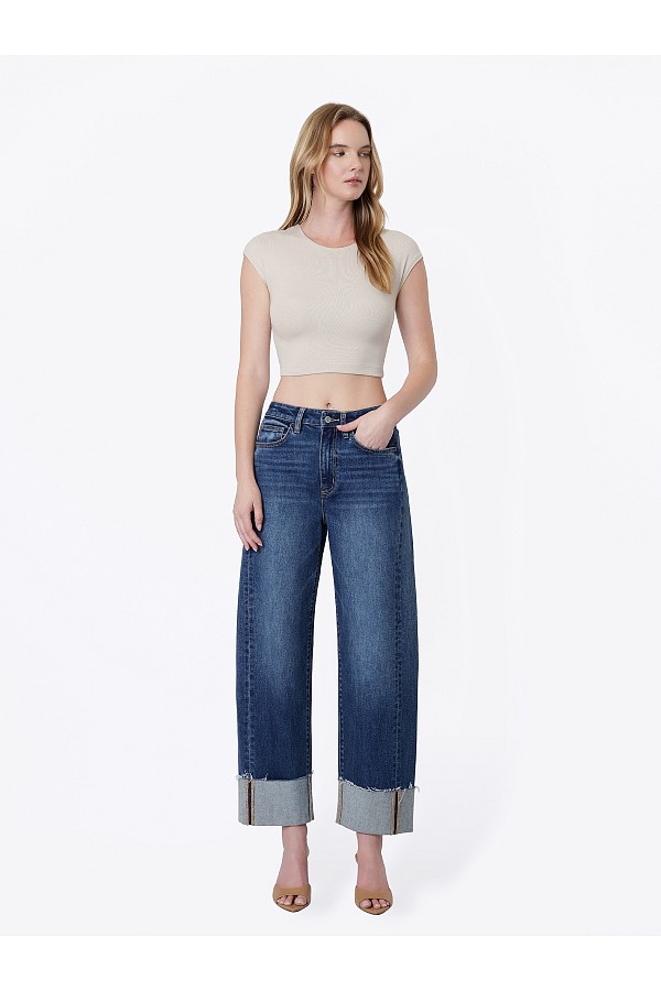 SUPER HIGH RISE SIDE PANELED CUFF B...
