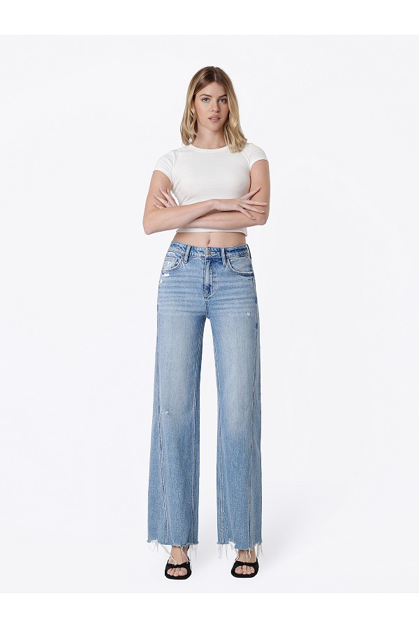 HIGH RISE SEAM DETAIL DISTRESSED HE...