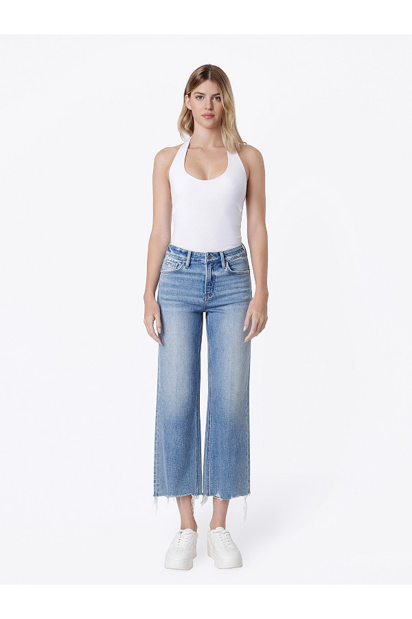 HIGH RISE TROUSER FOLD CROP SLIM WI...