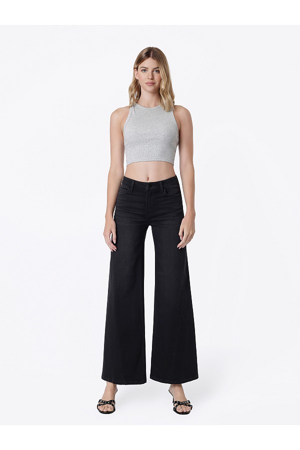 HIGH RISE TWIST SEAM BLACK WIDE LEG...