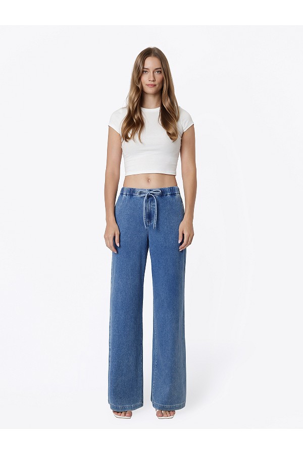 HIGH RISE 4-WAY STRETCH KNIT DENIM ...