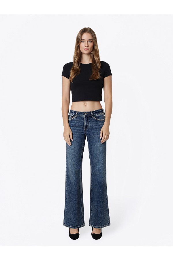 MID RISE DARK WASH TINTED VINTAGE F...