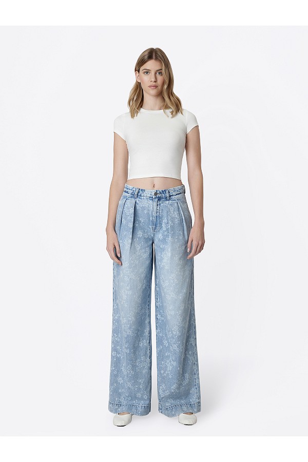 SUPER HIGH RISE FLORAL PRINT PLEATE...